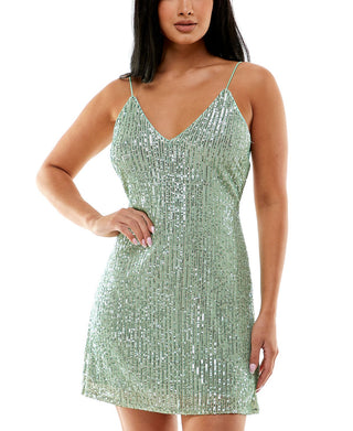 Speechless Junior's Sequin Mini Dress Green Size X-Large