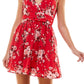 Speechless Junior's Printed Tie Strap Dress Red Size M