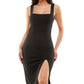 Speechless Junior's Square Neck Bodycon Dress Black Size Medium