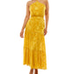 Speechless Women's Junior's Burnout Halter Maxi Dress Yellow Size 7