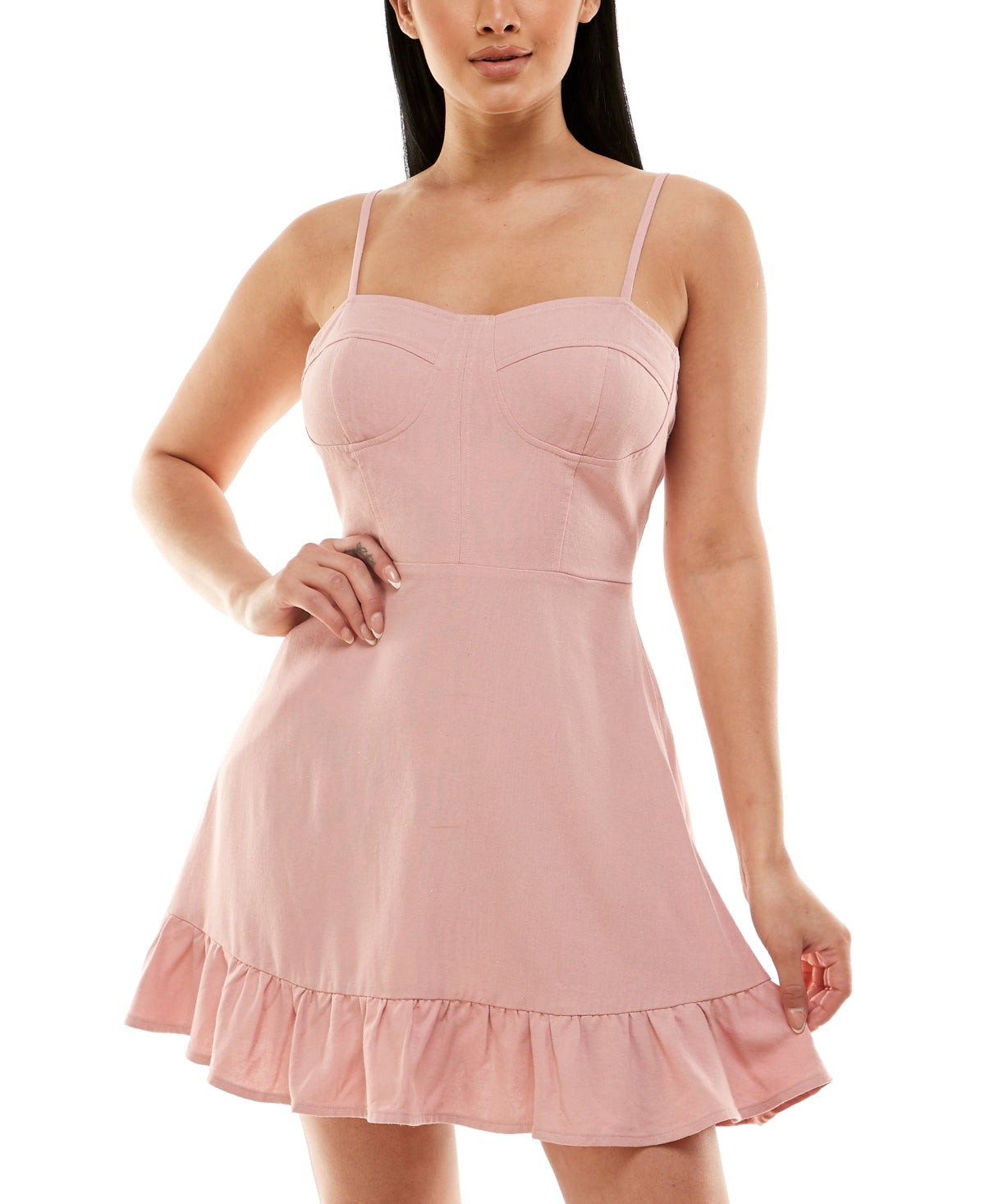 Speechless Junior's Ruffled Hem Dress Pink Size X-Small