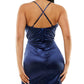 Speechless Junior's Satin Faux Wrap Ruched Dress Blue Size 9