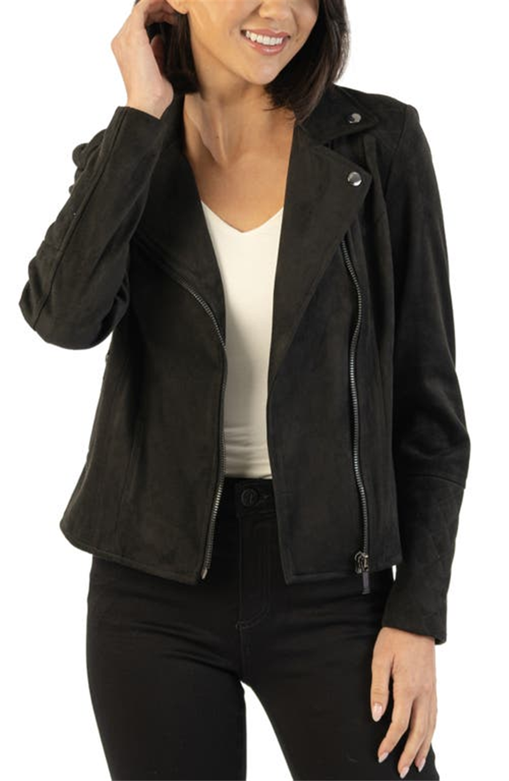 kut-from-the-kloth-womens-black-moto-jacket-faux-suede-size-x-large