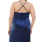 Speechless Women's Satin Faux Wrap Dress Blue Size 18W