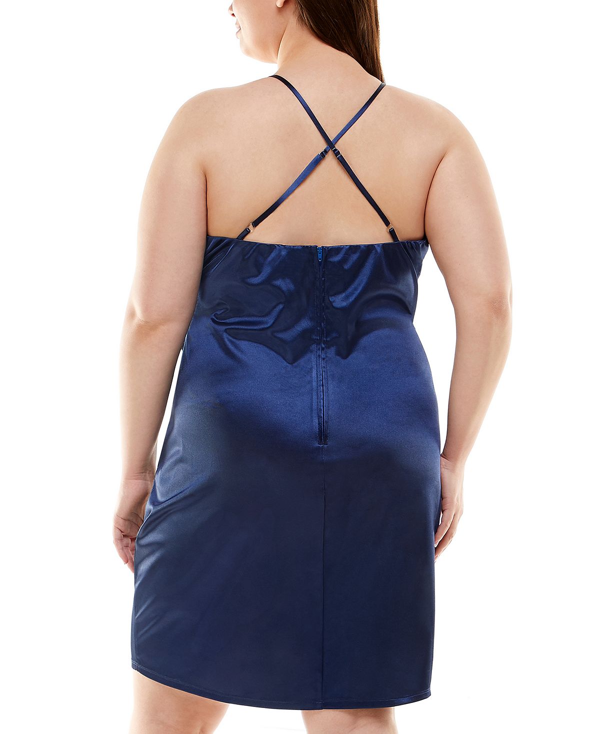 Speechless Women's Satin Faux Wrap Dress Blue Size 18W