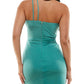 Speechless Junior's Asymmetrical One-Shoulder Dress Green Size Small