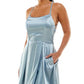 Speechless Junior's Strappy Back Satin Dress Blue Size 3