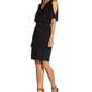 Adrianna Papell Women's Beaded Trim Pintucked Dress Black Size 6