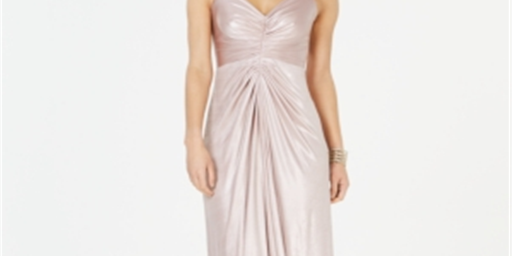 Adrianna Papell Women's Jersey Metallic Evening Dress Pink Size 14