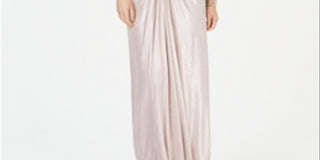 Adrianna Papell Women's Jersey Metallic Evening Dress Pink Size 14