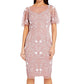 Adrianna Papell Women's Embellished Flutter Sleeve Sheath Dress Pink Size 4