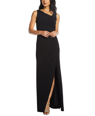 Adrianna Papell Women's Embellished Back Asymmetrical Gown Black Size 12
