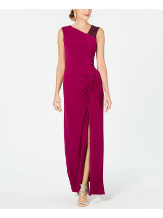 Adrianna Papell Women's Sequined Sleeveless Jewel Neck Maxi Sheath Evening Dress Pink Size 16