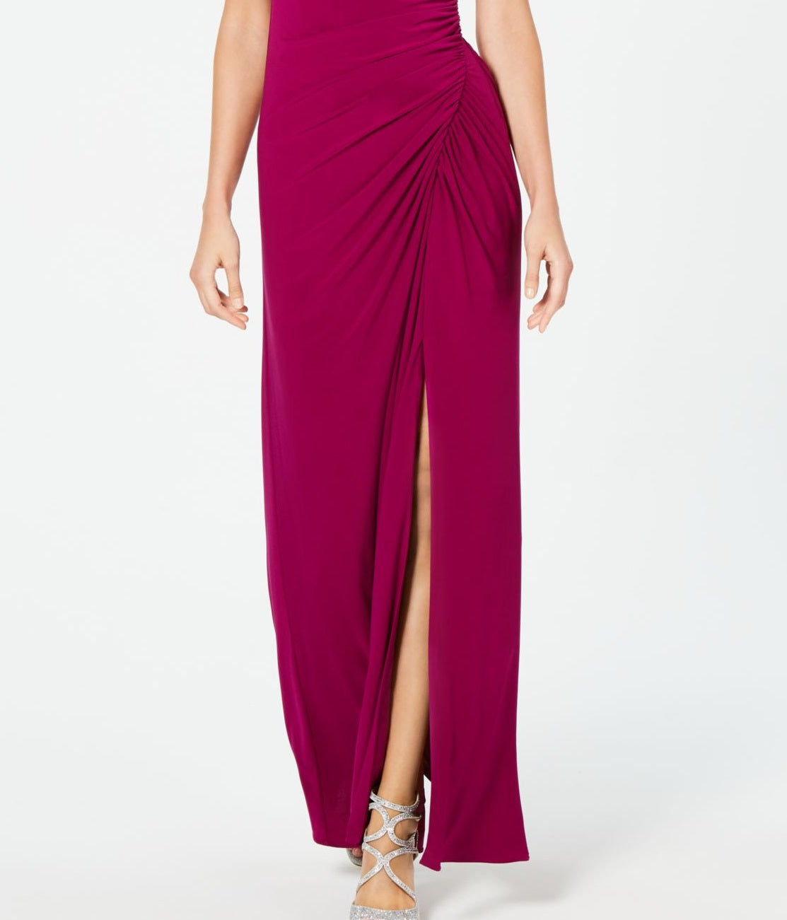 Adrianna Papell Women's Sequined Sleeveless Jewel Neck Maxi Sheath Evening Dress Pink Size 16