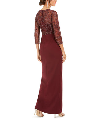 Adrianna Papell Women's Beaded Column Gown Red Size 16