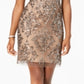 Adrianna Papell Women's Damask Sequined Mesh Dress Brown Size 14
