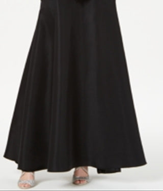 Adrianna Papell Women's V Neck Tie Waist Gown Black Size 16