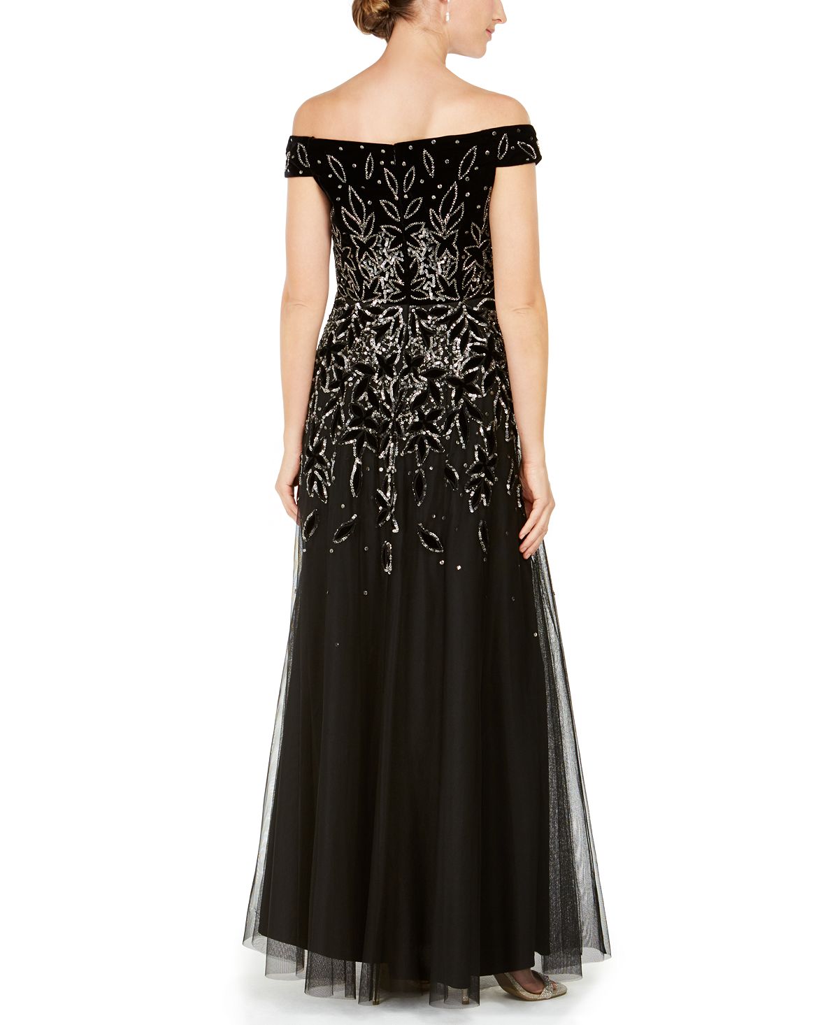 Adrianna Papell Women's Embellished Velvet Gown Black Size 12