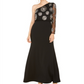 Adrianna Papell Women's Beaded One Shoulder Gown Black Size 12