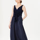 Adrianna Papell Women's V Neck Tie Waist Gown Blue Size 6
