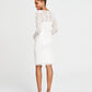 Adrianna Papell Women's Beaded Illusion Sheath Dress White Size 16