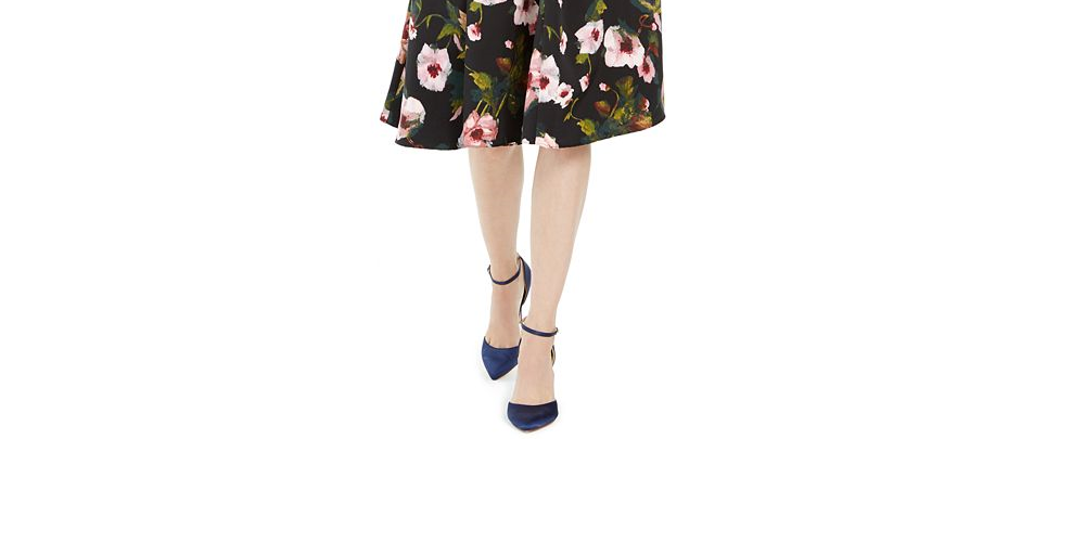 Adrianna Papell Women's Floral a Line Dress Black Size 12