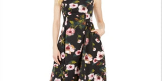 Adrianna Papell Women's Floral a Line Dress Black Size 12