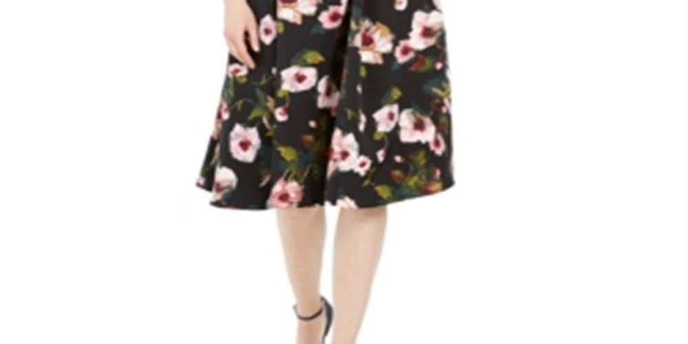 Adrianna Papell Women's Floral a Line Dress Black Size 12