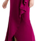 Adrianna Papell Women's Cascade Ruffle Gown Pink Size 10