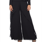 Adrianna Papell Women's Chiffon Ruffle Pants Black Size 18