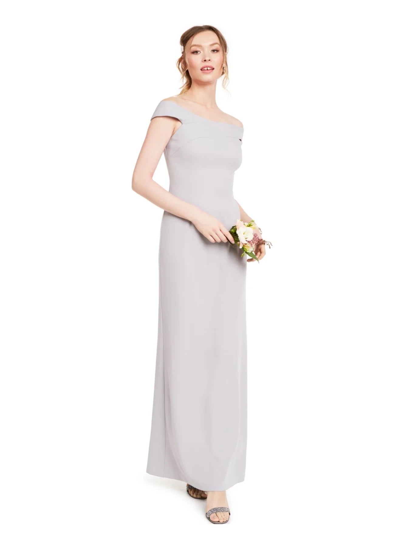 Adrianna Papell Women's Knit Long Evening Dress Gray Size 4