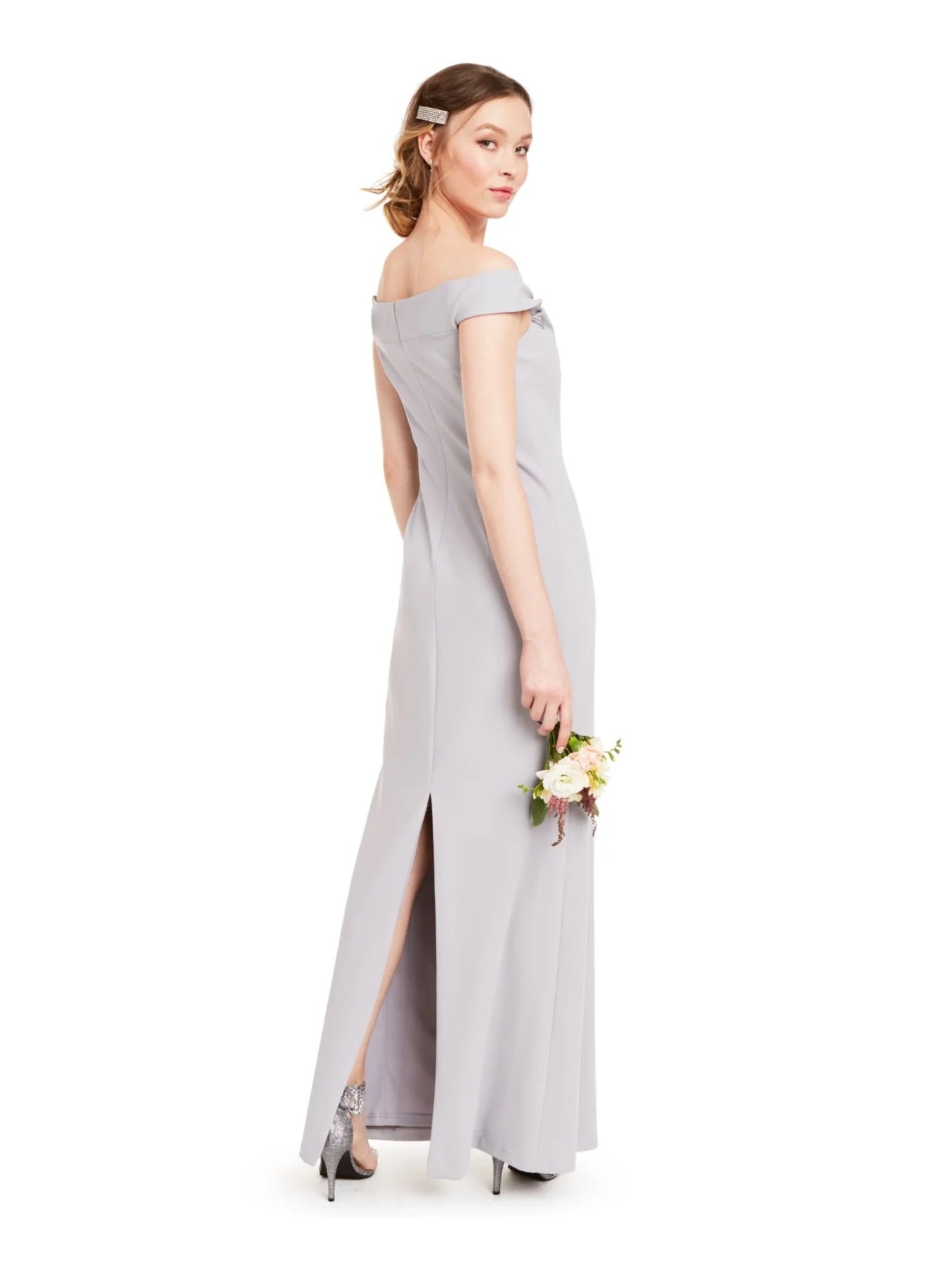 Adrianna Papell Women's Knit Long Evening Dress Gray Size 4