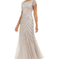 Adrianna Papell Women's Embellished Godet Inset Gown Gray Size 2