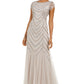 Adrianna Papell Women's Embellished Godet Inset Gown Gray Size 2