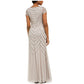 Adrianna Papell Women's Embellished Godet Inset Gown Gray Size 4