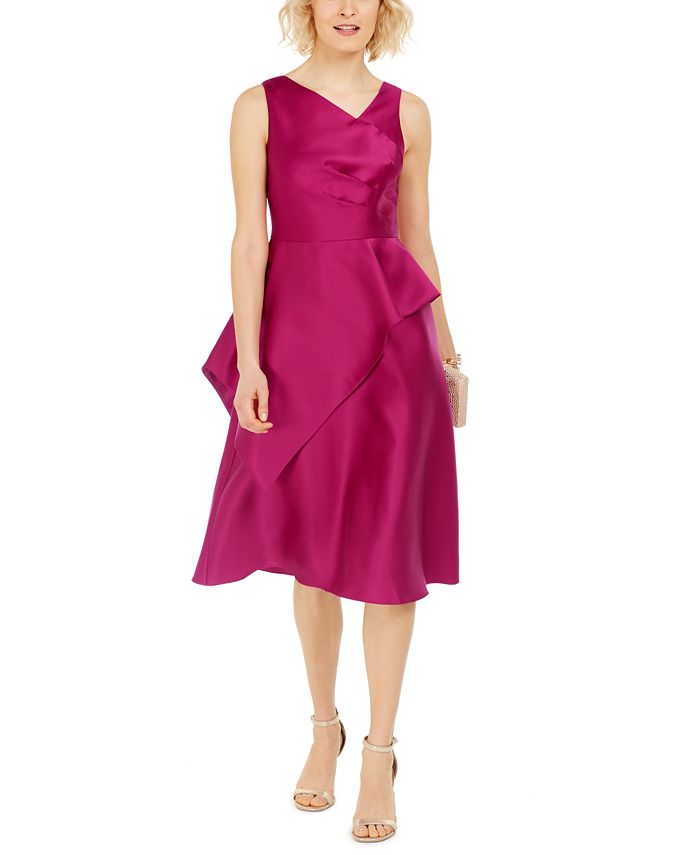 Adrianna Papell Women's Solid Sleeveless V Neck Knee Length Fit Flare Formal Dress Pink Size 6