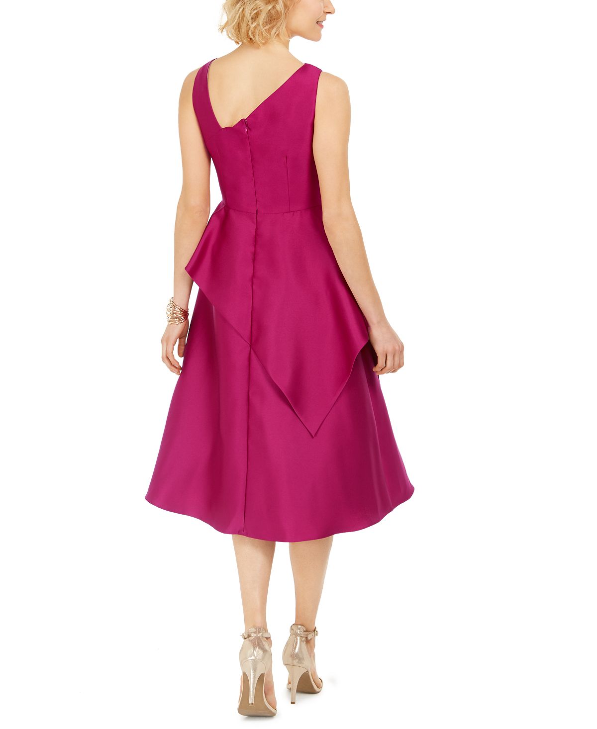 Adrianna Papell Women's Solid Sleeveless V Neck Knee Length Fit Flare Formal Dress Pink Size 6