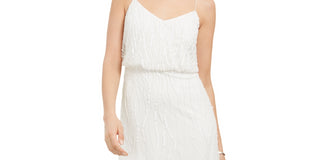 Adrianna Women's Papell Embellished Blouson Gown White Size 8