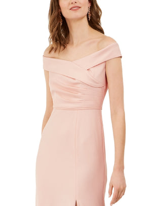 Adrianna Papell Women's Off The Shoulder Crepe Gown Pink Size 2