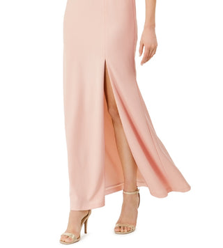 Adrianna Papell Women's Off The Shoulder Crepe Gown Pink Size 2