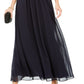 Adrianna Papell Women's Off The Shoulder Chiffon Gown Blue Size 2