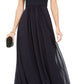 Adrianna Papell Women's Off The Shoulder Chiffon Gown Blue Size 6