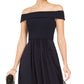 Adrianna Papell Women's Off The Shoulder Chiffon Gown Blue Size 14