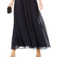 Adrianna Papell Women's Off The Shoulder Chiffon Gown Blue Size 14