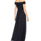 Adrianna Papell Women's Off The Shoulder Chiffon Gown Blue Size 16