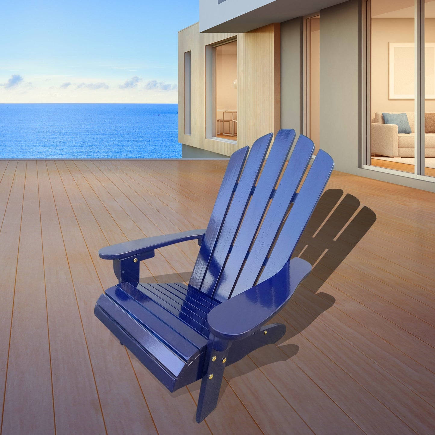 Ehomexpert Classic Wood Children Adirondack Chair Blue Solid Wood Indoor Outdoor