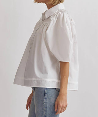 Entro - Ruffled Sleeve Button Up Top