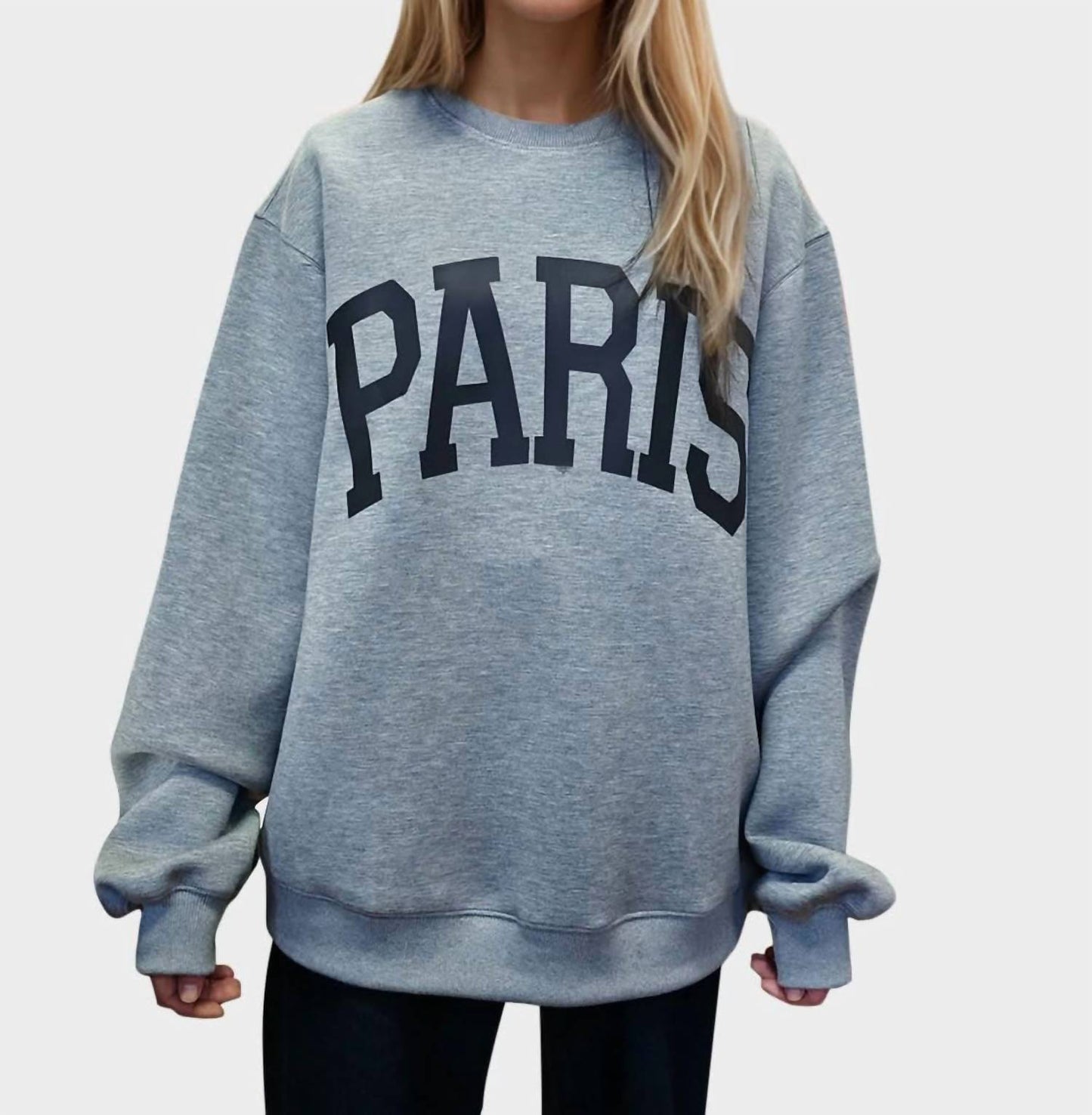 Basic Bae - Paris Round Neck Long Sleeve Air Scuba Sweatshirt