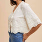 Anniewear - Tie Front Embroidered Blouse