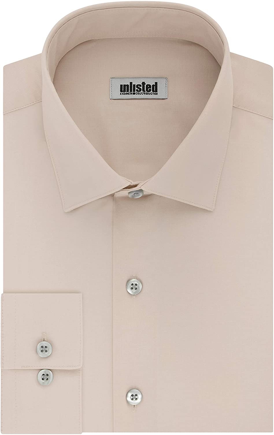 Kenneth Cole Men's Regular Fit Solid Dress Shirt Beige Size 14.5X32-33-S